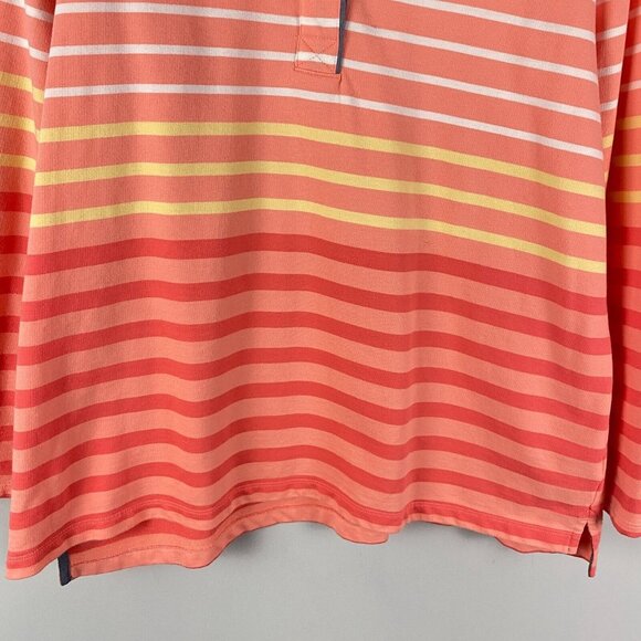 LL Bean Rugby Henley Shirt Sweatshirt Womens 2X Orange Multicolor Stripe - Picture 3 of 10